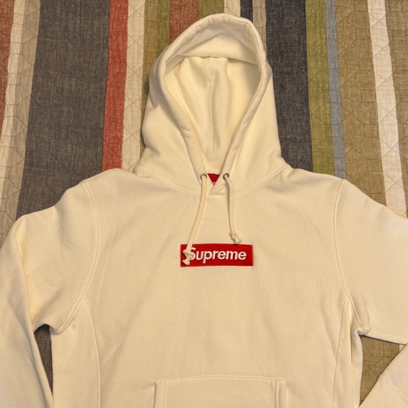 Supreme White Hoodie with Red Logo